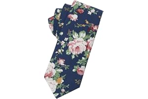 Mantieqingway Men's Cotton Printed Floral Neck Tie Skinny Tie