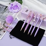 WEMATE 8Pcs Purple Ballpoint Pens Set with Crystal Diamond Design view 2