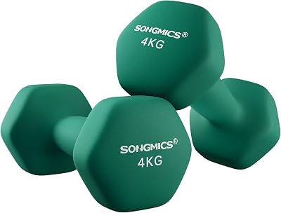 SONGMICS Set of 2 Dumbbells 4 kg Neoprene Non-Slip Green SYL68GN