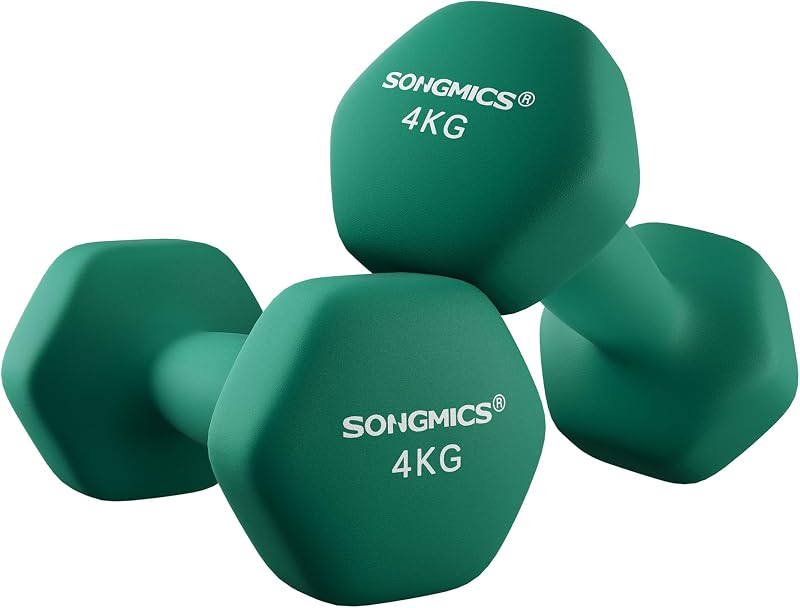 SONGMICS Set of 2 Dumbbells 4 kg Neoprene Non-Slip Green SYL68GN