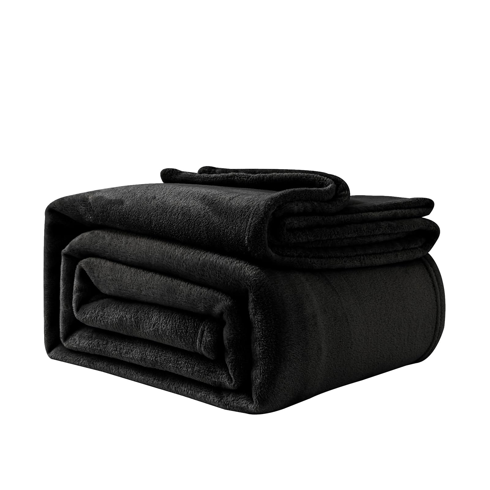 Good Nite Fleece Blanket Fluffy Blankets 230x270cm Throws For Sofas Soft Large Blankets and Throws for Adults Warm Machine Washable (Black, Super King)