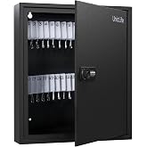 Uniclife 60 Position Slotted Key Cabinet with Combination Lock Resettable Black Digital Security Storage Box Steel Key Organizer with Slotted Racks White Key Tag Labels and Permanent Pen