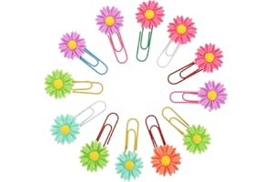WIXGAOTK 12 Pack Decorative Floral Paper Clips Flower Bookmark Paperclips Mini Cute Marking Clips for Office School Journal P
