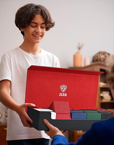 ZLCA Card Deck Box 6 In 1 with MTG Playmat, Premium Card Storage Box with 5