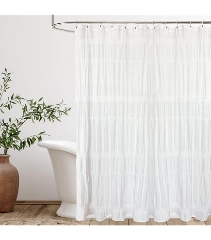 Treory Elegant Shower Curtain Set - White Jasmine Floral, Waterproof Fabric, 72x72 Inches, Farmhouse Decor - View #10