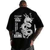 UOUA Mens Graphic Tees Vintage T-Shirts Oversized Letter Print Casual Crewneck Cotton Top Short Sleeve Rapper Streetwear