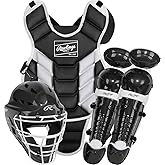 Rawlings Players 3 Series Youth Catcher's Set | Baseball/Softball/T-Ball | Multiple sizes &amp; colors, ages 6-12, helmet, chest protector &amp; leg guards included, NOCSAE certified, adjustable straps