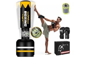 YORWHIN Upgrated Standing Punching Bag for Adults with Automatic Built in Air Pump, 69'' Heavy Bag Boxing Equipment with 12OZ Gloves Kicking Bag for Training MMA Muay Thai Fitness Kickboxing Home Gym
