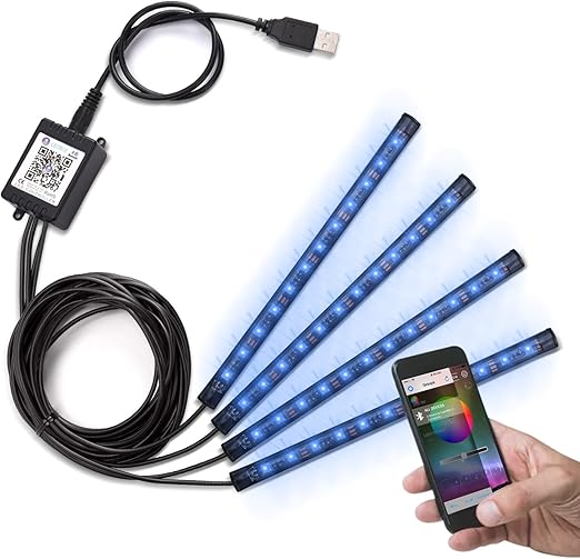 Amazon Co Jp Jackyled 車用ledライト ストリップアプリ Bluetooth コントロール 4個 48led Usbプラグ Dc 5v マルチカラー 音楽 車内ライト Led ダッシュボード下照明キット Diy クリスマス ホーム キッチン 車 バー 屋内 パーティー 家電 カメラ