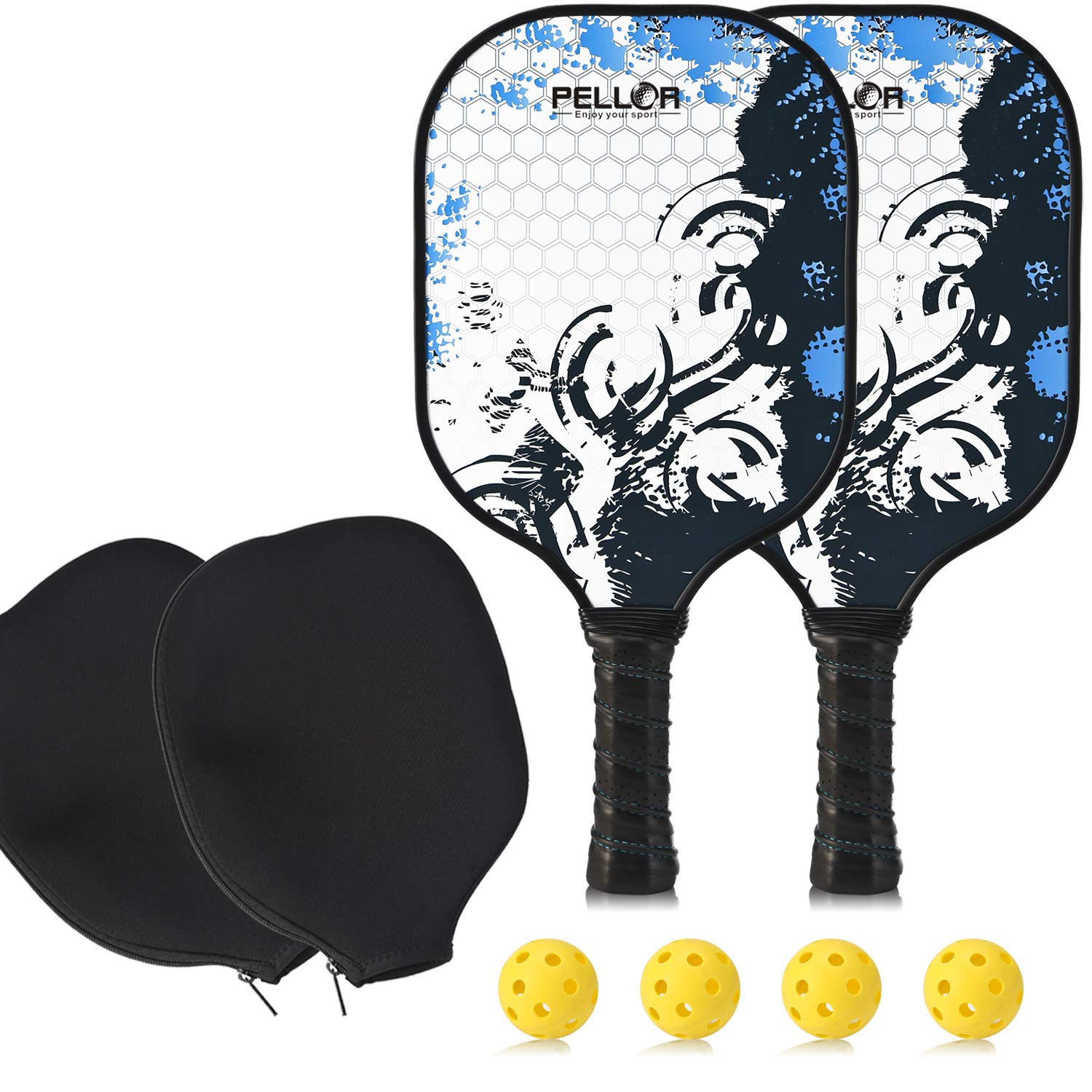 Pickleball Paddle Set of 2 Graphite Pickleball Rackets Core Pickle Ball Racket with 4