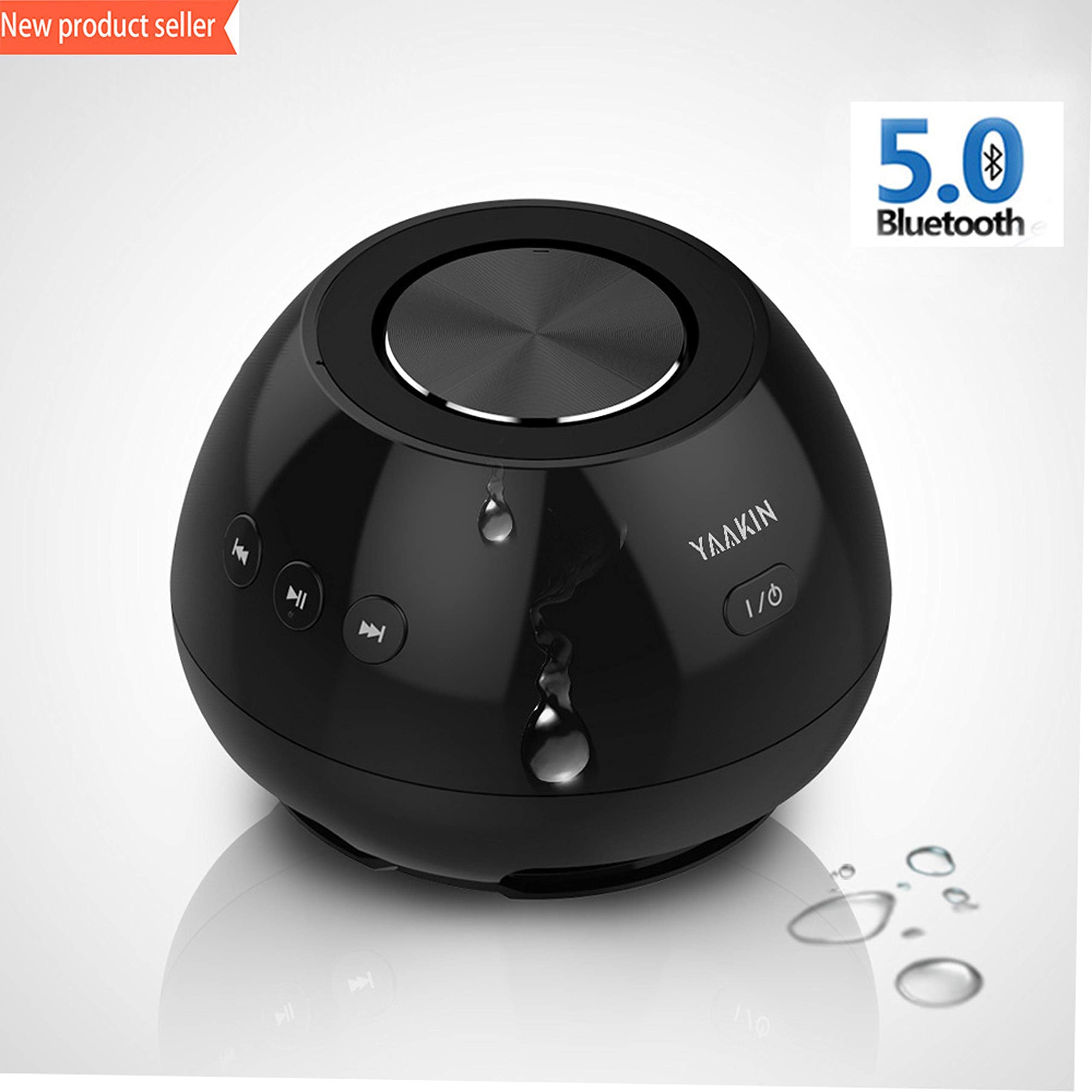 YaakinBluetooth Speaker with Better Bass, 15-Hour Playtime, 98ft Bluetooth Range, IPX7 Water Resistance & Built-in Mic — Dual-Driver Wireless Speaker for iPhone