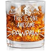 WTOGQ Pawpaw Grandpa Gifts Whiskey Glass, This Is One Awesome Pawpaw Old Fashioned Rocks Glasses, Grandfather Grandpa Whiskey Gifts for Father's Day Birthday from Grandkids, 10 oz