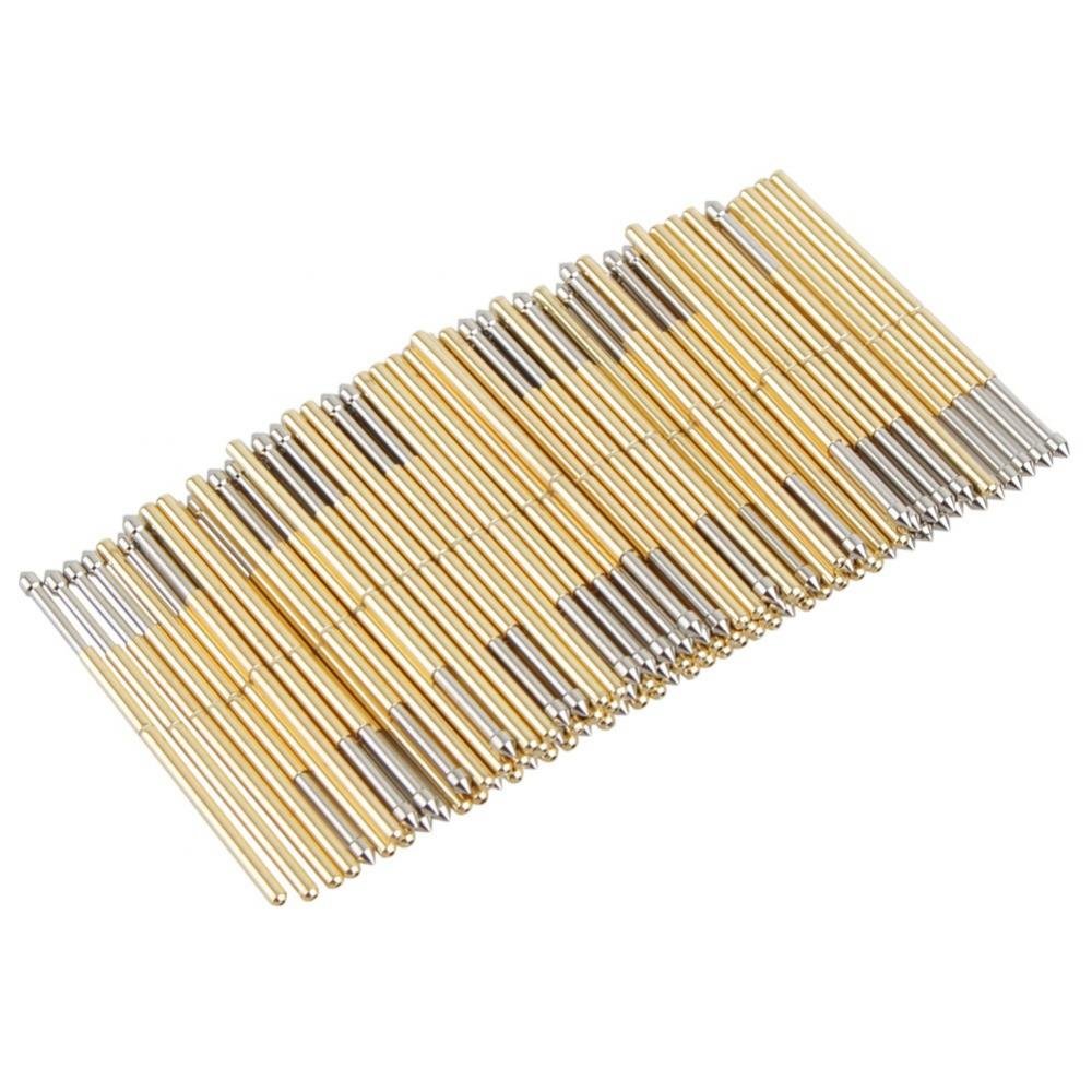 Keenso Spring Test Probe, 100 pcs P100-E2 Spring Test Probes Dia 1.5mm Conical Head Pogo Pin Test Tool for Testing Through-Hole Components Gold Fingers(Edge Connectors) PCB Welding Pads