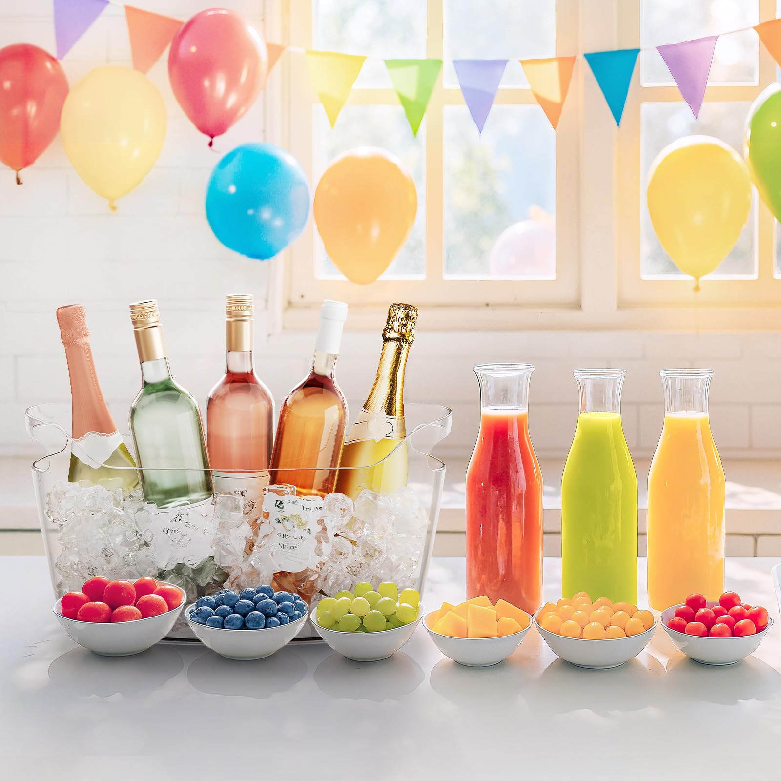 Lifewit 6.5L Ice Bucket for Parties 2 Pcs (in 1 Package), Portable Drink Bucket for Cocktail Bar, Plastic Champagne Cooler for Beverage/Wine/Beer, Mimosa Bar Supplies Chiller Tub with Scoop