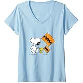 Womens Peanuts - Snoopy Charlie Brown Flags V-Neck T-Shirt