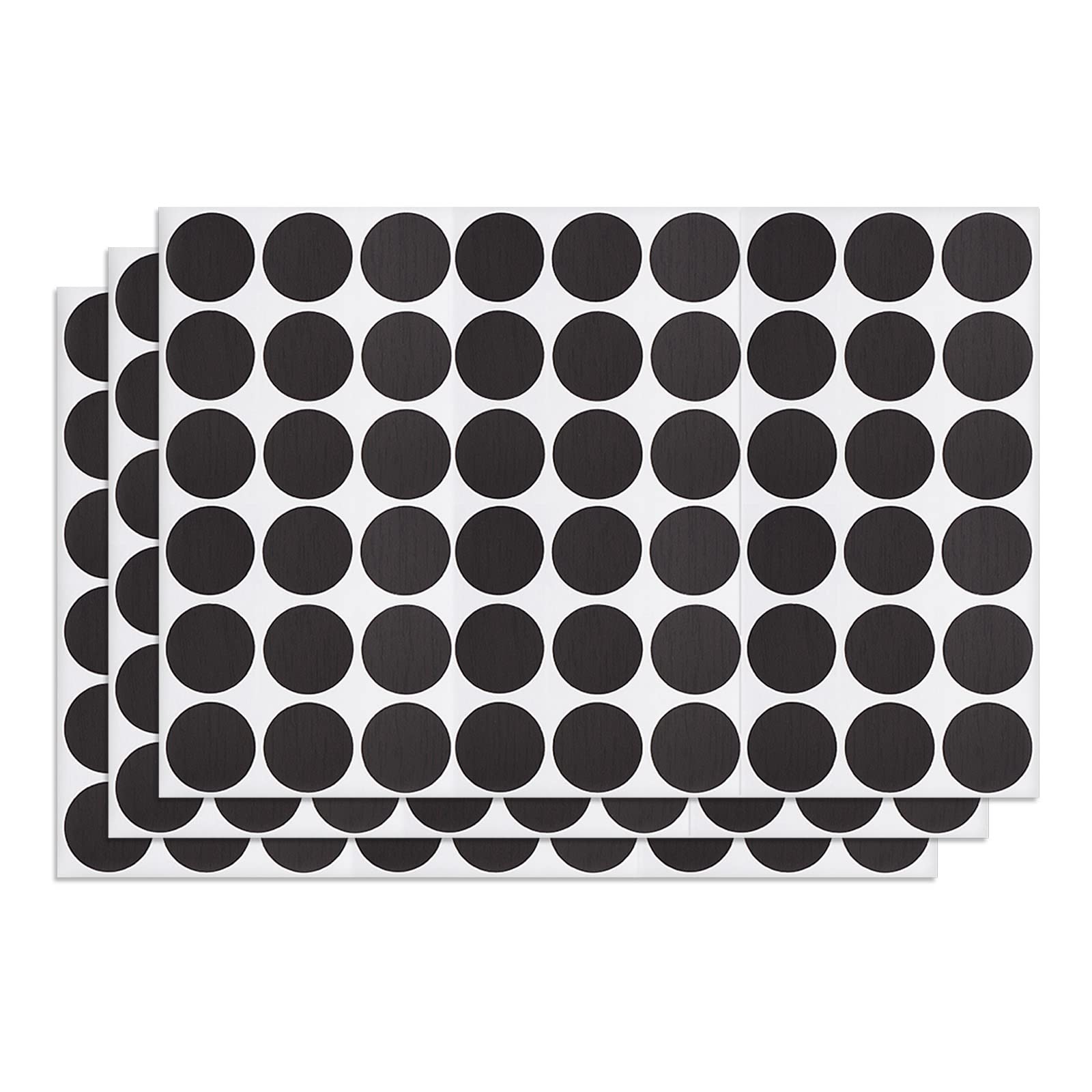 DTGN 21mm(Dia) Screw Hole Cover Stickers - 3Sheet 162pcs - Good for Furniture Wardrobe Chair - PVC Waterproof Hole Caps - Black with Wood Lines