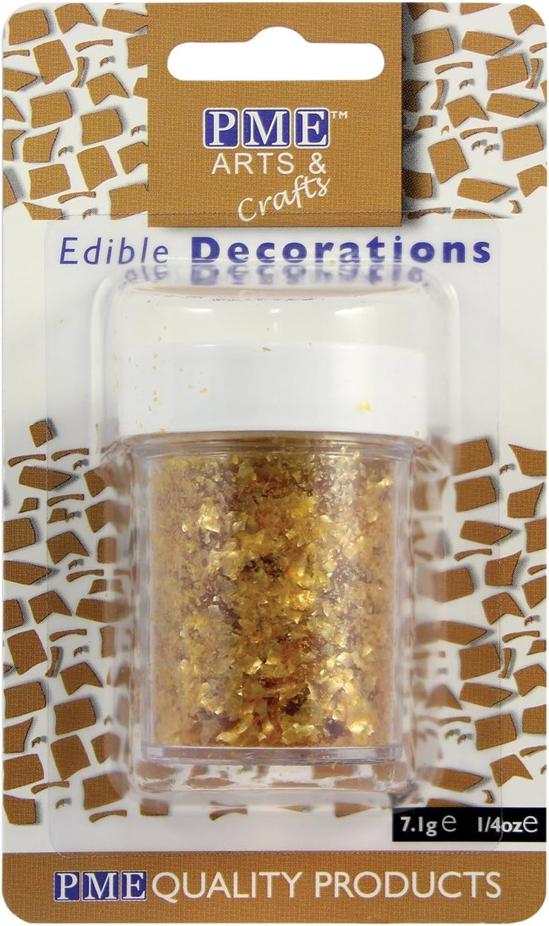 PME Gold Sparkling Glitter Flakes for Cake Decorating (7g), PACK OF 1