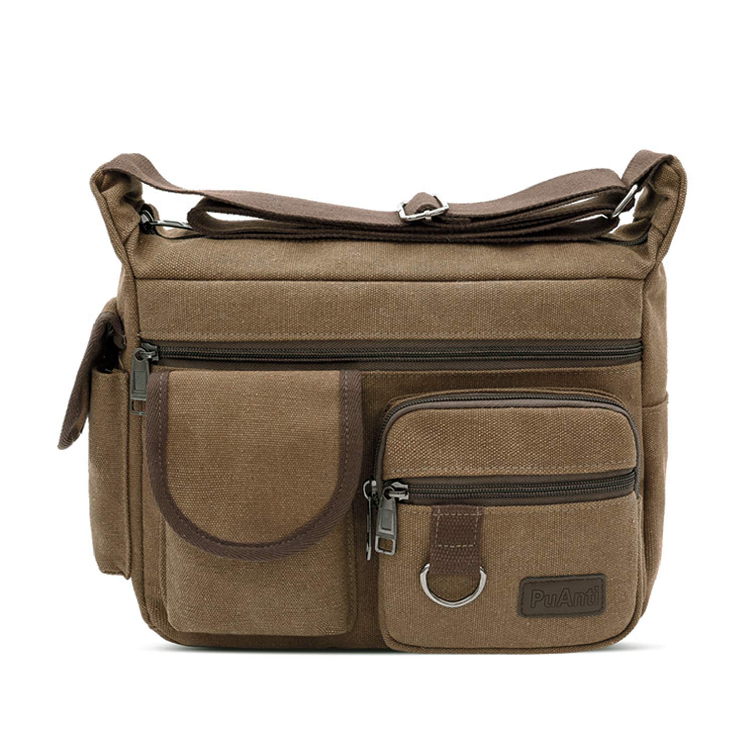 FANDARE Canvas Crossbody Bag Messenger Bag Satchel Shoulder Bag Working Bag Bookbag Briefcase for Men and Women Brown