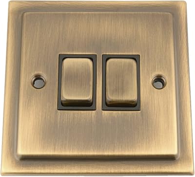 A5 Products Victorian Light Switch 2 Gang 2 Way 10 Amp Antique Brass