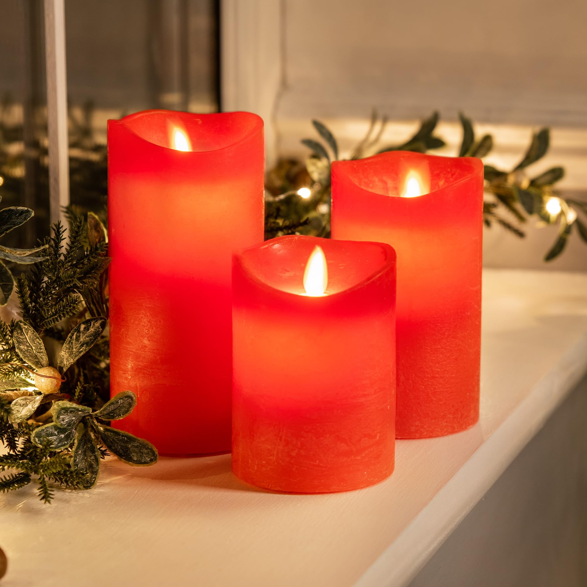CHRISTOW Flameless LED Candles Battery Operated Real Wax Flickering Flame Set of 3