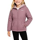DKNY Girls Fleece Jacket - Polar Fleece Lined Midweight Hooded Anorak Windbreaker - Cozy Outerwear & Winter Jackets for Girls