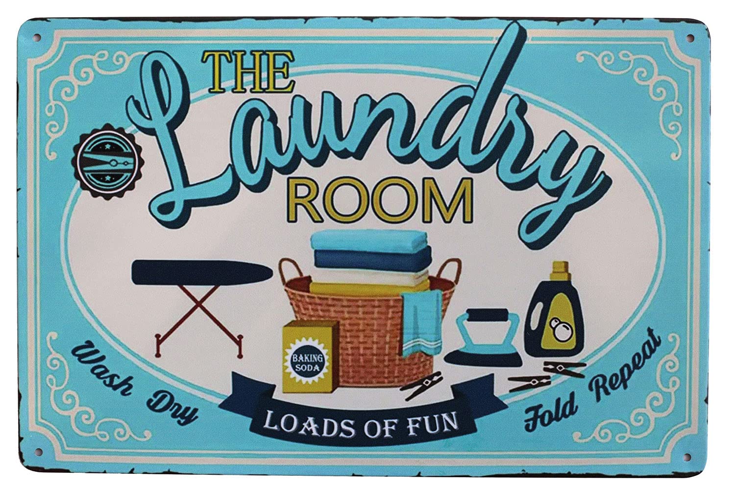 Hioni The Laundry Room, Metal Tin Sign, Vintage Plaque Home Wall Decor