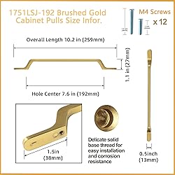Goo-Ki 6 Pack Brushed Gold Cabinet Handle Drawer