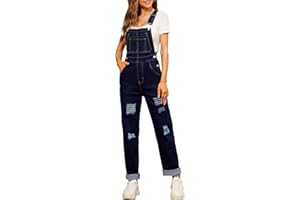 ODEFOU Denim Bibs Overalls Stretch Straight Leg Coveralls Jean Jumpsuit Adjustable Shoulder Strap Cute Overall for Mens and Womens