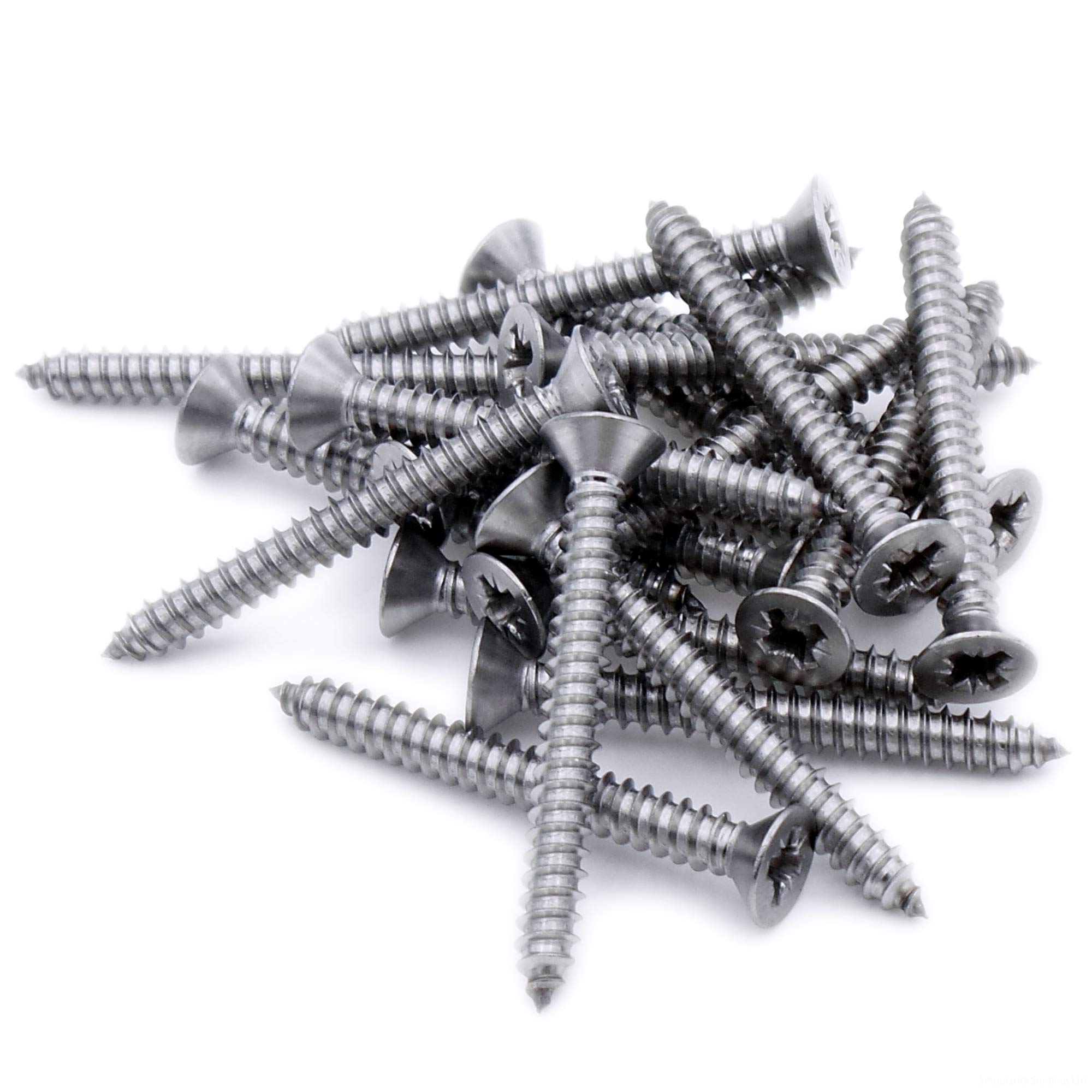 No.14 x 0.5 (6.3mm x 13mm) Pozi Countersunk Self-Tapping Screw - Stainless Steel (A2) (Pack of 20)