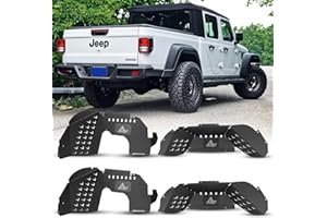 Hawkley Gladiator JT Inner Fender Liners for Jeep 2019-2025 Gladiator JT Unlimited, 4PCS Front and Rear Off-Road Inner Fender Flares Wheel Well Cover Splash Guards, Passenger and Driver Side