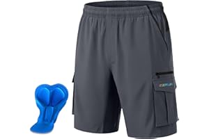 EZRUN Men's Mountain Bike Shorts 3D Padded Bicycle Biking Shorts Quick Dry Lightweight MTB Cycling Shorts