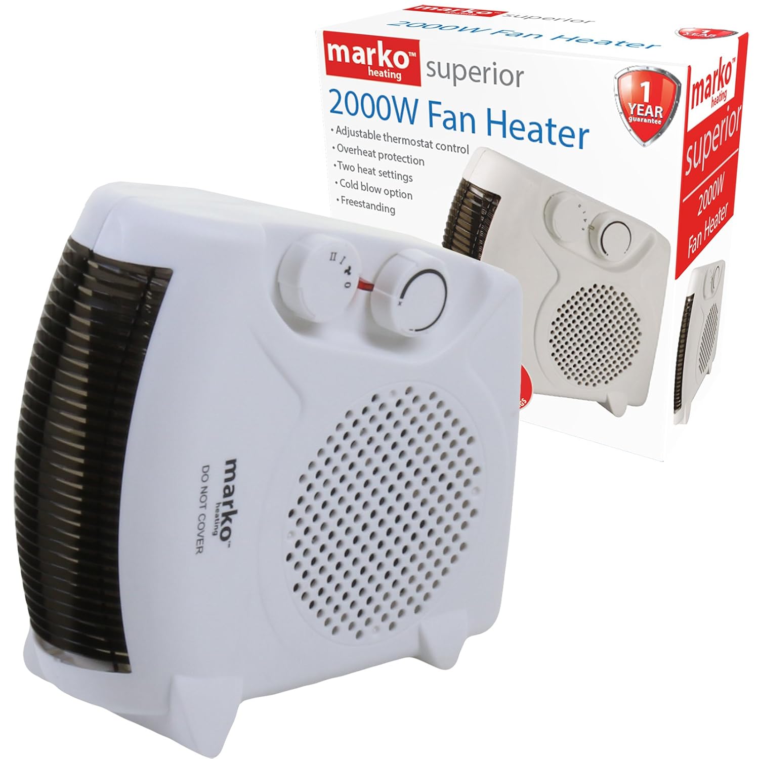 Marko Heating 2000W Fan Heater Portable Floor Silent Electric Hot Cold