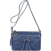 Angel Kiss Small Crossbody Bag for Women Leather Crossbody Purse Triple Compartments Cell Phone Purse Shoulder Bags for Women