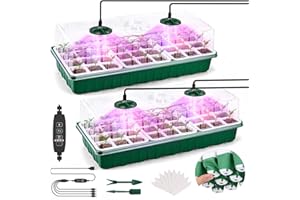 Winpull Seed Starter Tray with Upgraded Grow Light, 2 Packs Seedling Starter Trays with Silicone Cells, Reusable Seed Starting Kit with Humidity Dome and High-Raised Lid for Plant Germination