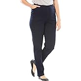 Woman Within Plus Size Straight Leg Elastic Waist Stretch Fineline Denim Jean (Petite & Tall Available)