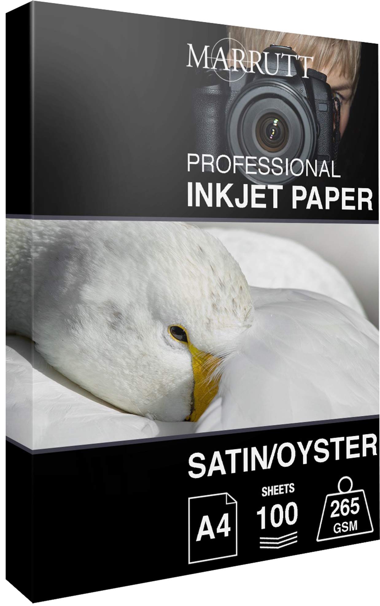 Marrutt 265gsm Pro Photo Satin/Oyster Inkjet Paper: A4-100 Sheets