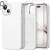 GolbinBox Magnetic for iPhone 15 Case, Compatible with MagSafe, [Soft Anti-Scratch Microfiber Lining], Slim Liquid Silicone Shockproof Protective Phone Case for iPhone 15 6.1 inch, White
