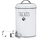 JRW DESIGN White Dog and Cat Treat Container Plus 2 Bone-Shaped Cookie Cutters - Farmhouse Dog Treat Holder Jar - Durable Dog