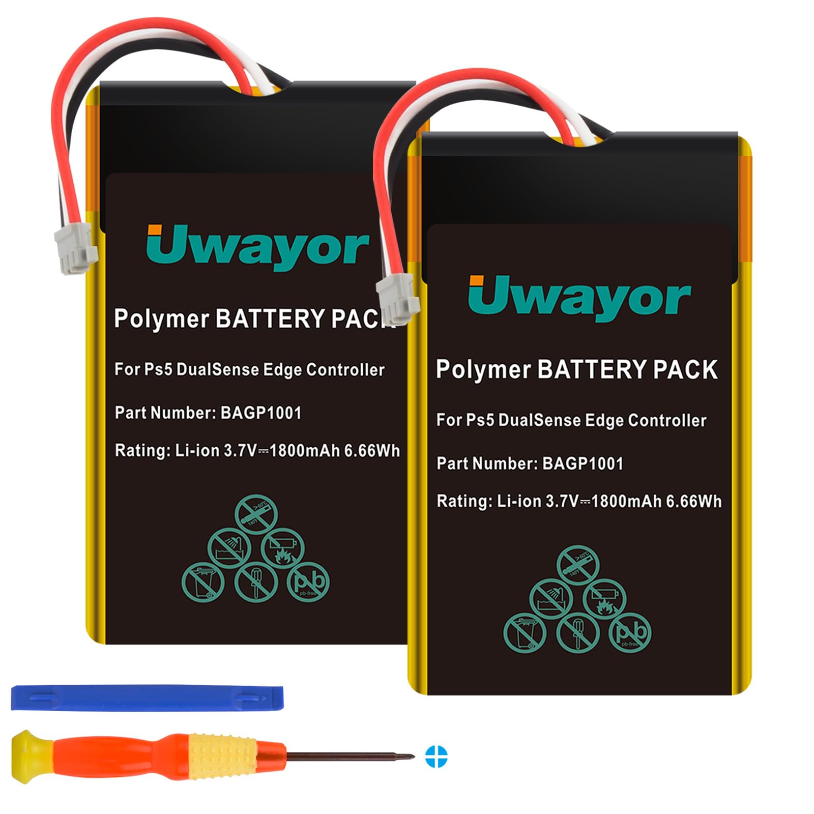 Uwayor PS5 Dualsense Edge Battery, 1 Pack 1800mAh PS5 Edge Battery Replacement for Sony PS5 PlayStation 5 DualSense Edge Controller with Tool Set