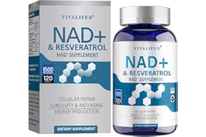 DQQI NAD+ Supplement 1500 mg - 120 Capsules (40 Day Supply) - True NAD+ & Resveratrol, NMN Alternative for Anti-Aging, Antioxidant Support, Metabolism & Energy Boost