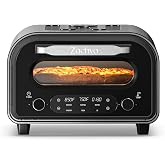 Countertop Electric Pizza Oven with PID Top and Bottom Temp Control, Black | 90-Second 12-Inch Pizza, 850&deg;F Indoor Use, 6 Presets with DIY, Dual Knobs for Time &amp; Temp, Always-On Light for Pizza Nights