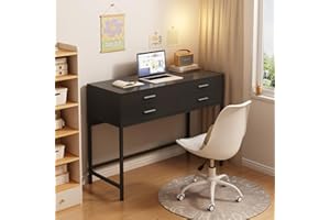 LIDYUK 31.5 Inch Black Desk with 3 Drawers, Modern Makeup Vanity Desk with Lighted Mirror, Small Computer Desk Home Office Desk for Writing Study Bedroom