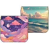 Cabreche 2 PCS Coin Purse Pouch Small Squeeze Soft PU Leather Mini Wallet Change Bag Cute Aesthetic for Women Girls Men-Cloud Beach