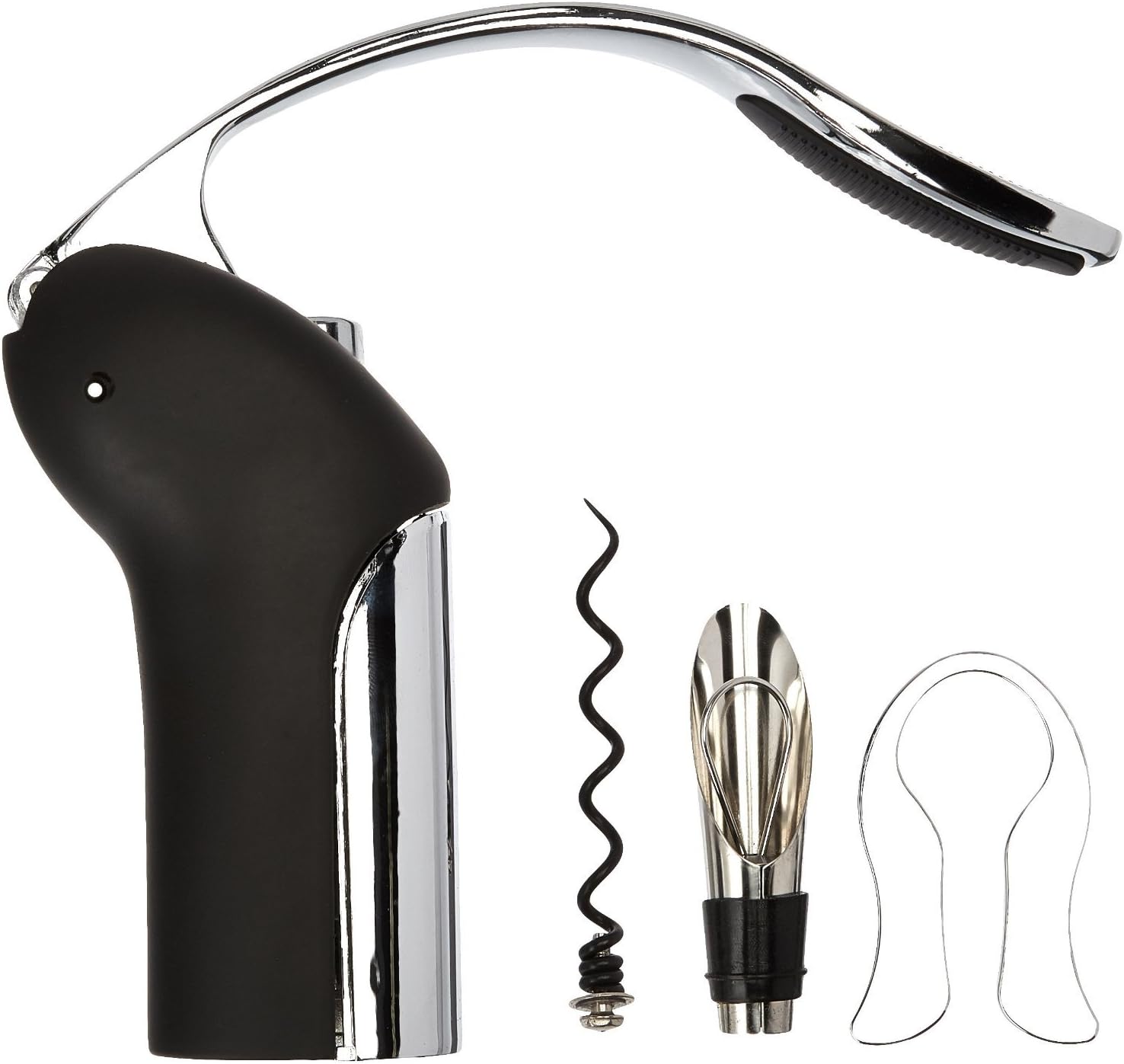 Pernali Heavy Duty Lever Wine Corkscrew Extractor with Foil Cutter, Pourer, Stopper and Extra Spiral