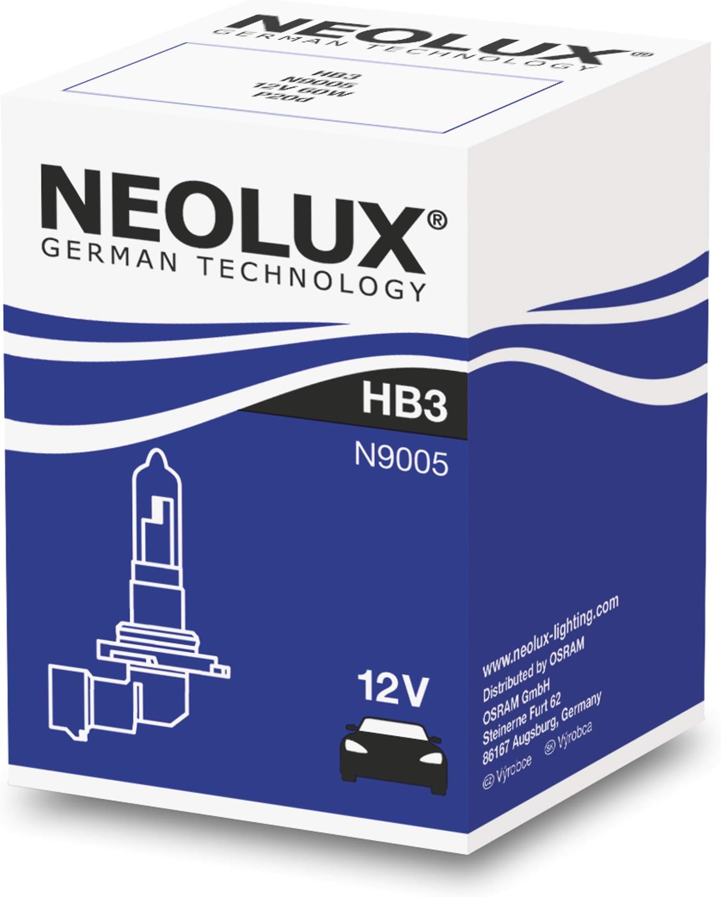 NEOLUX Standard HB3, Halogen Headlight, N9005, 3200 K, 12V, 60W, Folding Box (1 Bulb)
