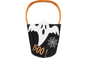 ZYVORA Halloween Candy Bucket & Trick or Treat Bag – Cute Pumpkin Basket for Kids, Reusable Halloween Bucket for Candy, Large Trick or Treat Basket & Halloween Pumpkin Tote(Boo! Ghost)
