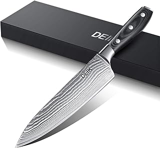 Deik Damastmesser Küchenmesser, 67 Schichten Kochmesser 20cm aus VG-10 Edelstahl, Fleischmesser Scharfe Klinge, Ergonomischer Griff, für Haus und Restaurant, Geschenkbox