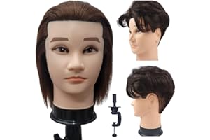 LETICIA Barber Mannequin Head Male Haircut Training Head Men Human Hair Mannequin Head