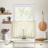 Elrene Home Fashions Cameron – Tendina Da Caffè/Cucina 2 Pezzi, Misto Lino Bianco, 76,2x61cm, Con Tasca Per Asta