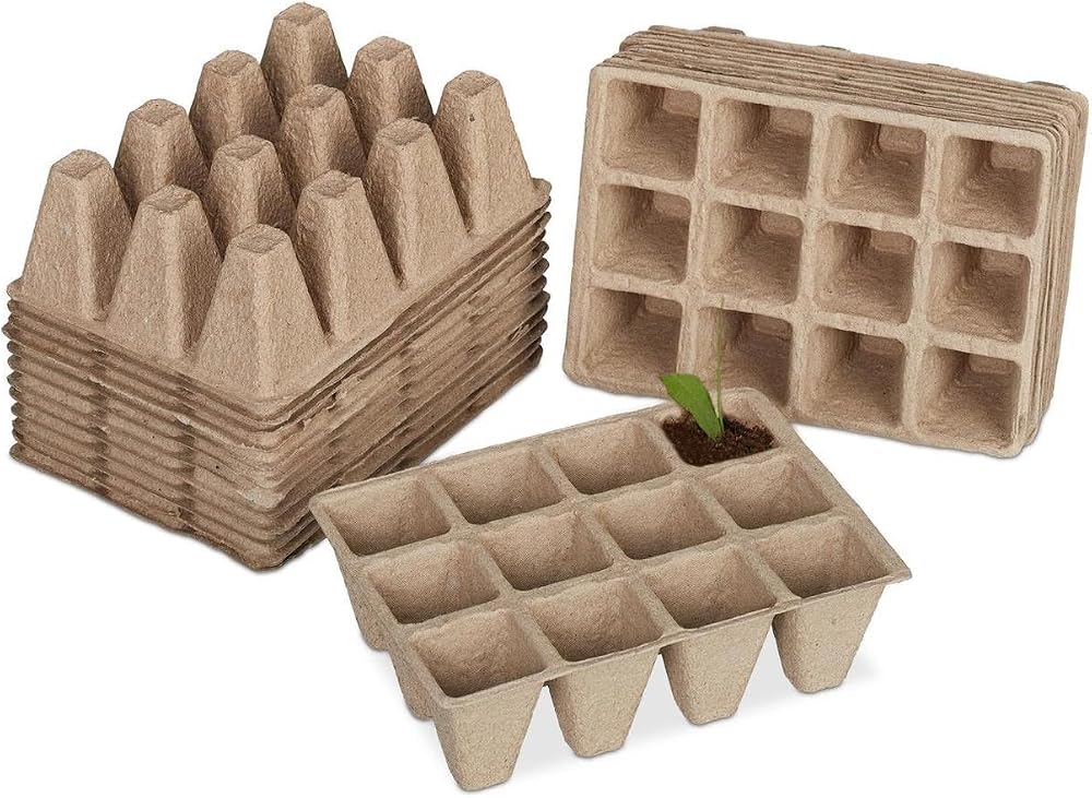 simpa 24 Pack Biodegradable Fibre Seedling Pots 288 Cells 45mm Square
